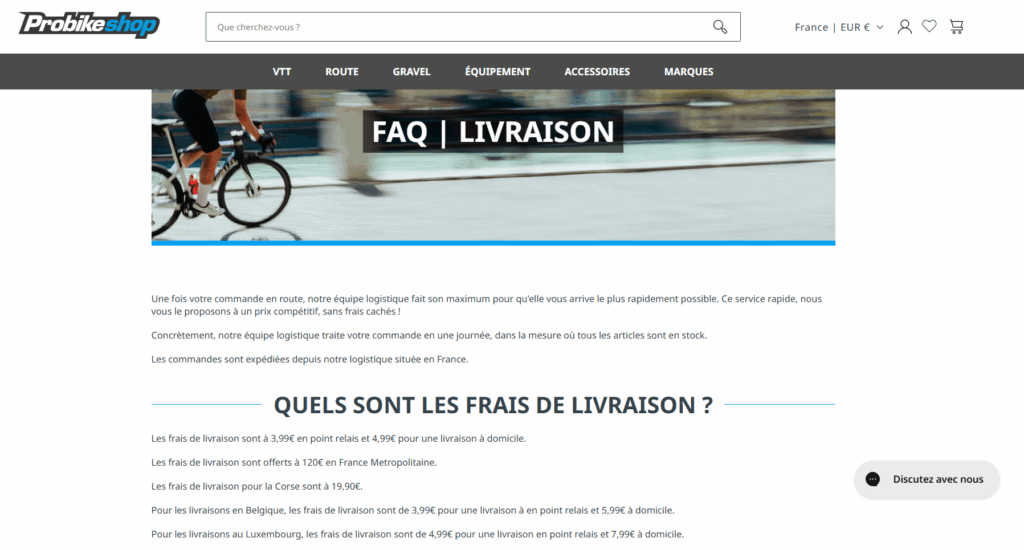 livraison probikeshop