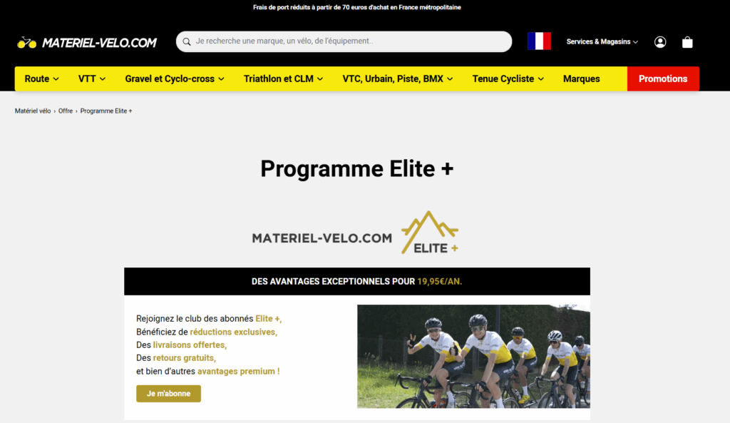 programme fidélité matériel vélo